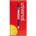 Universal Products Universal Comfort Grip Retractable Ballpoint Pen, 1mm, Black Ink, Clear Barrel, Dozen UNV15530